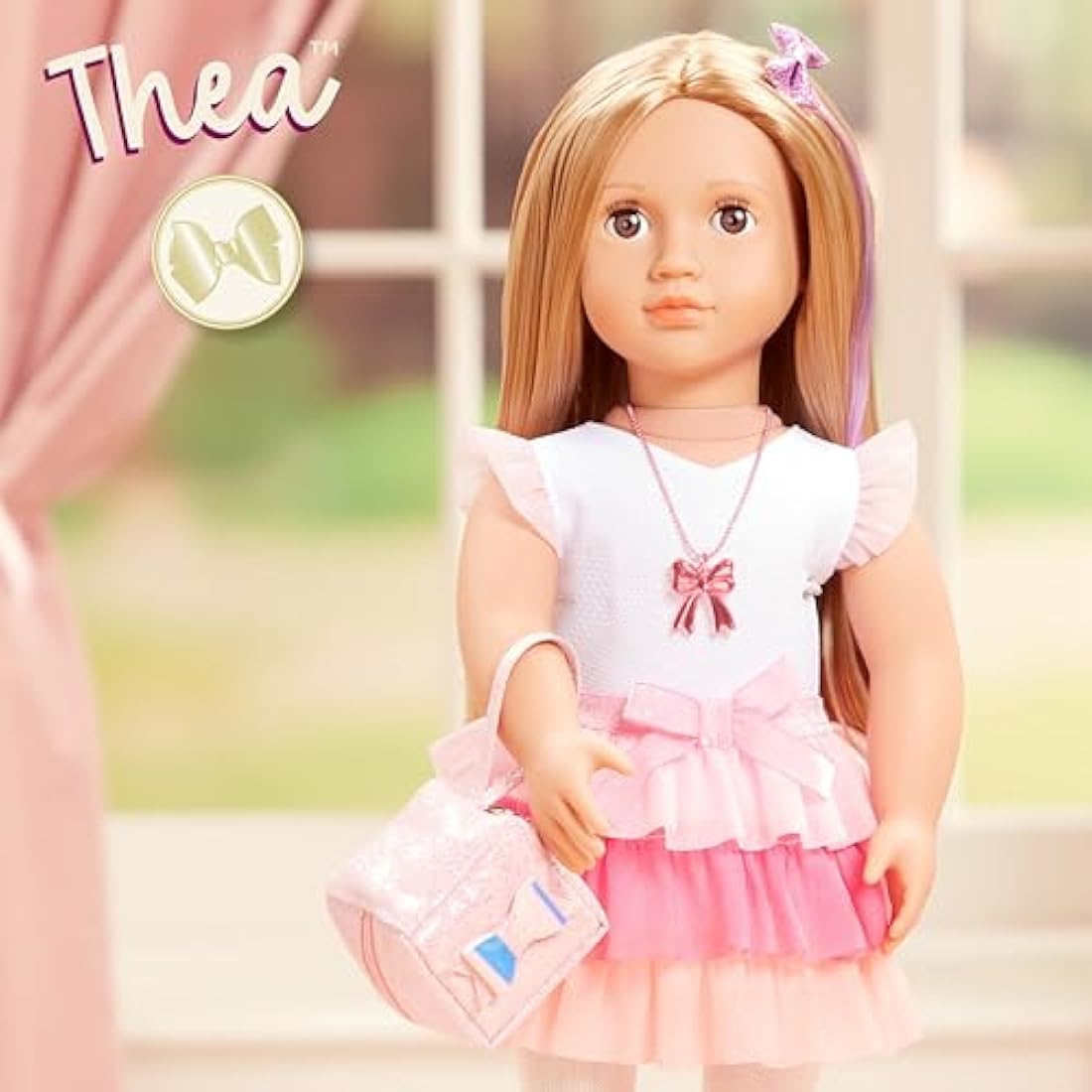 Our Generation – 18-Inch – Bow Themed Fashion Starter Doll – Thea – Blond Hair & Hazel Eyes – 3 Outfits & Styling Accessories in Gift Box – Pretend Play Ages 3+ Years