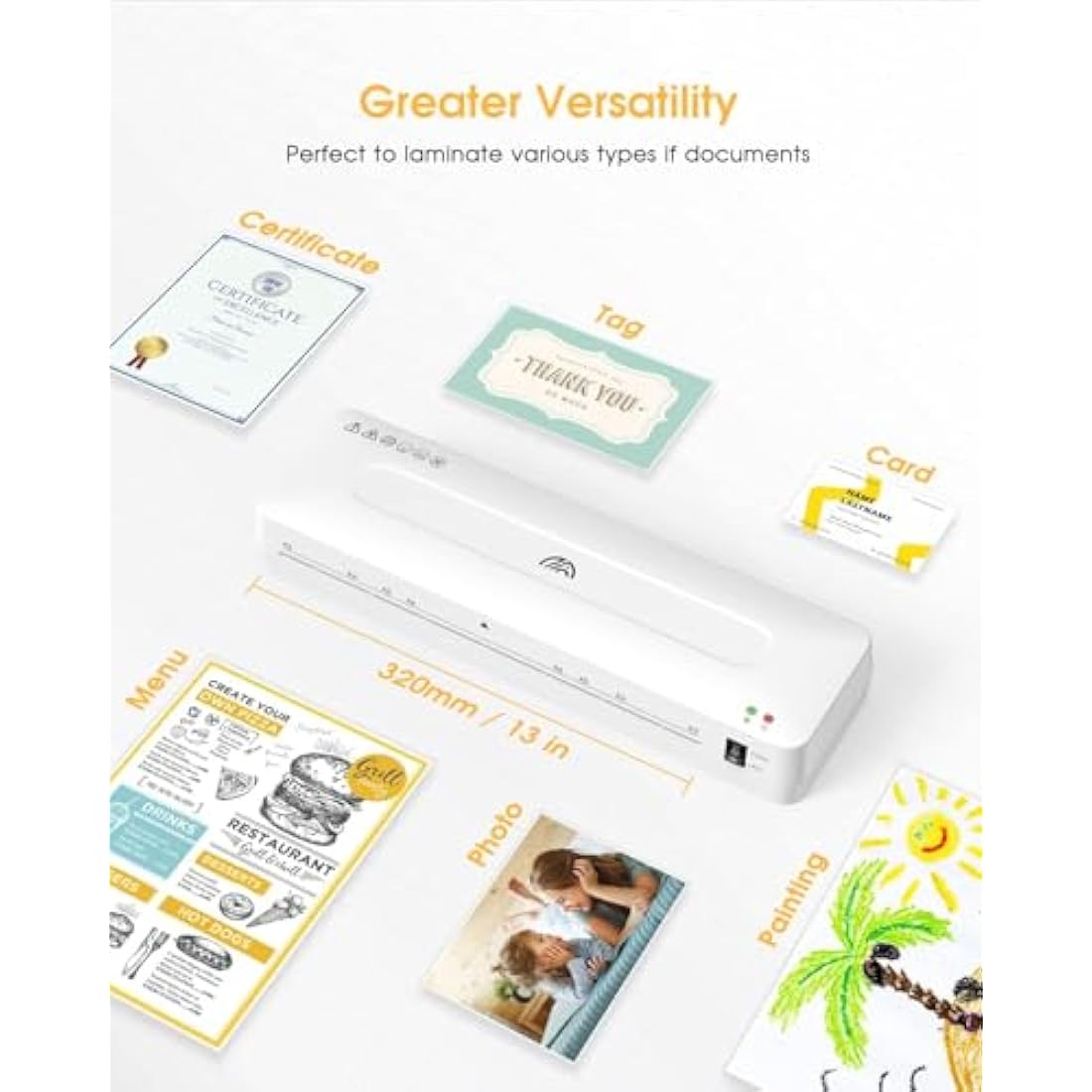 A3 Laminator, Laminator Machine 13 Inches for A3/A4/A5/A6 with Laminating Pouches,Paper Trimmer,for Home Office School