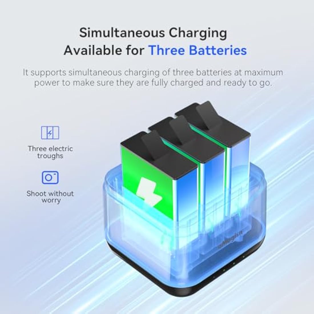 CERFFOOL Battery Charger for GoPro Hero 13 BLACK with Type-C Cable and Micro SD Card Storage 3 Channels Multi-function Charging Box for Action Camera Accessories