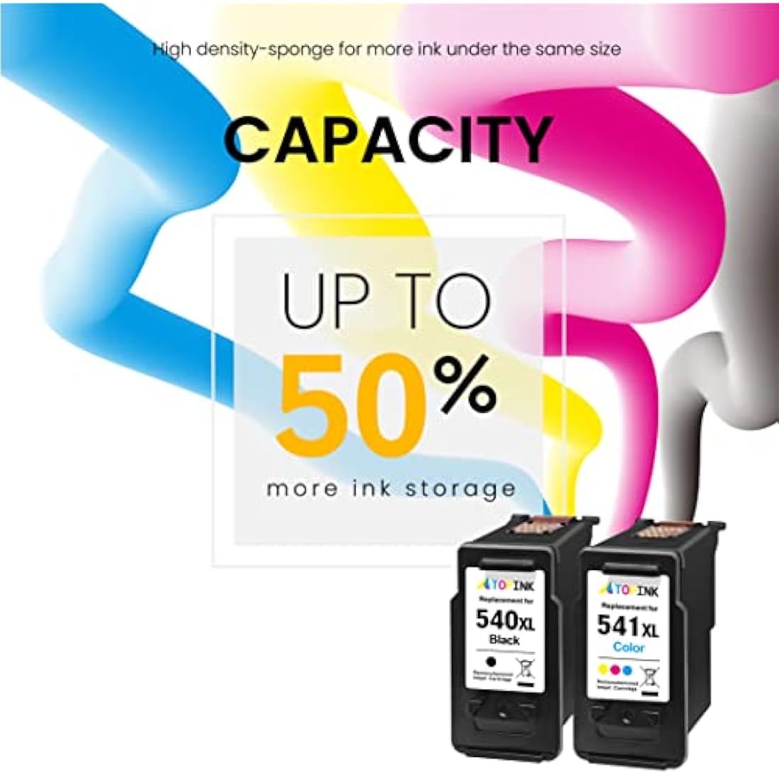 540 and 541 Ink Cartridges, ATOPINK Printer Ink 540 541 Replacement for Canon 540 and 541 Ink Cartridges, PG-540 Black CL-541 Colour, for Pixma TS5150 TS5151, MG3550 MG3650 MG3650s MG3200 MG3600 MX475