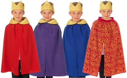 Charlie Crow King or Queen cloak Nativity/Christmas Costume for Kids | one size 3-8 yrs | Four colours available.