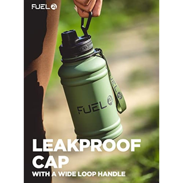 Fuel24 1.3L/2.2L Water Bottle Metal - STRONG, Drop & Leakproof BPA free 2L 1L Stainless Steel Water Bottle (1 Litre) - Large Gym Bottles for Men, Sports Water Bottle, Travel, Hiking Water Bottle