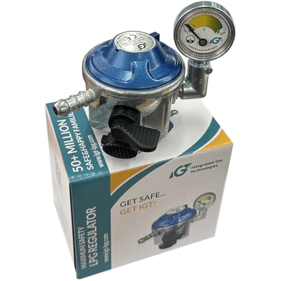 IGT 28Mbar Butane Gas Regulator With Pressure Gauge Fits 21Mm Gas Cylinders