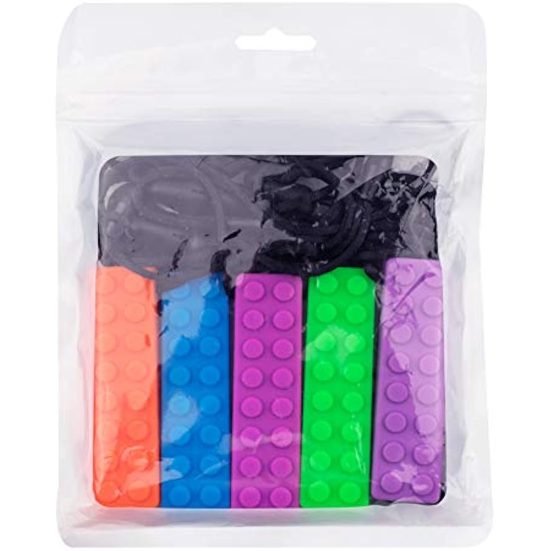 Novelfun Sensory Chew Necklace, 5 Pack Silicone Chew Pendant Training and Development Fidget Toy Chewing Necklace for Teething Babies, Autism ADHD SPD, Oral Motor, Anxiety, Autistic Children
