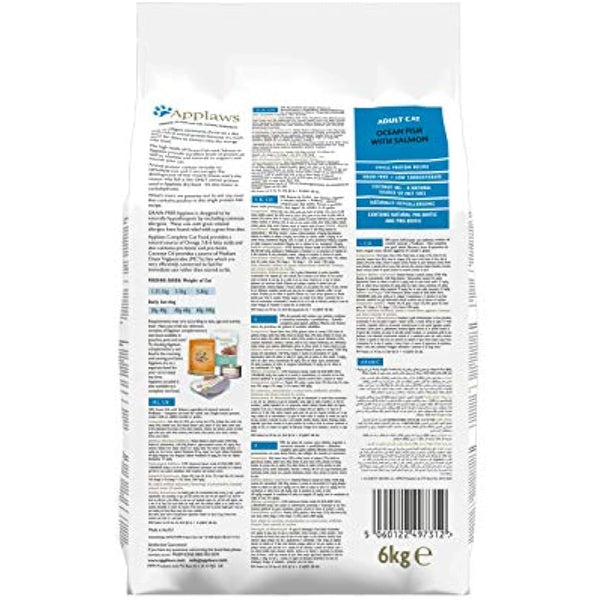 Applaws Complete Natural and Grain Free Dry Adult Cat Food, Ocean Fish with Salmon, 6 kg Bag