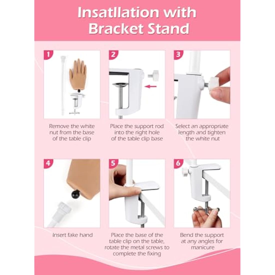 Adonafy Practice Hand for Acrylic Nails - Silicone Nail Practice Hand - Flexible Nail Hand Practice Model for Beginners - Bendable Fake Hand for Professional Salons Home DIY Nail Art, Natural