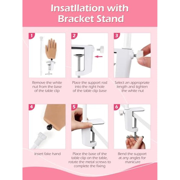 Adonafy Practice Hand for Acrylic Nails - Silicone Nail Practice Hand - Flexible Nail Hand Practice Model for Beginners - Bendable Fake Hand for Professional Salons Home DIY Nail Art, Natural