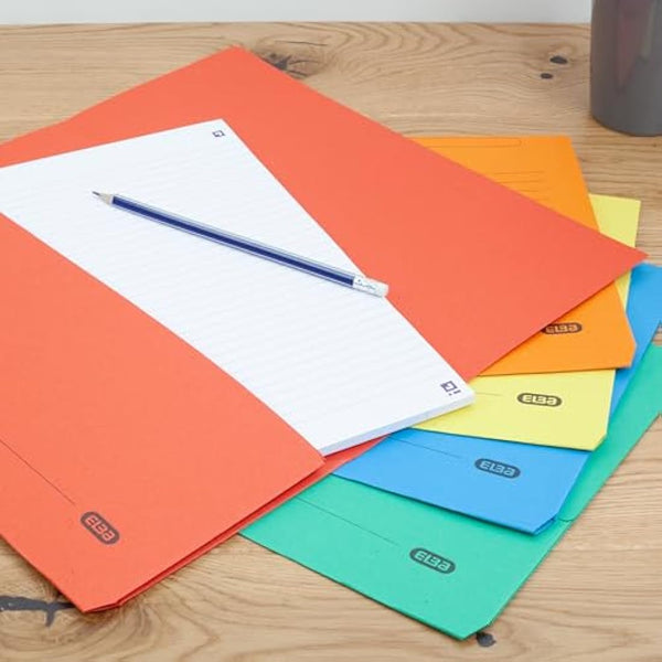Elba Foolscap Document Wallets, Assorted Colours, A4+, Pack of 10 Folders