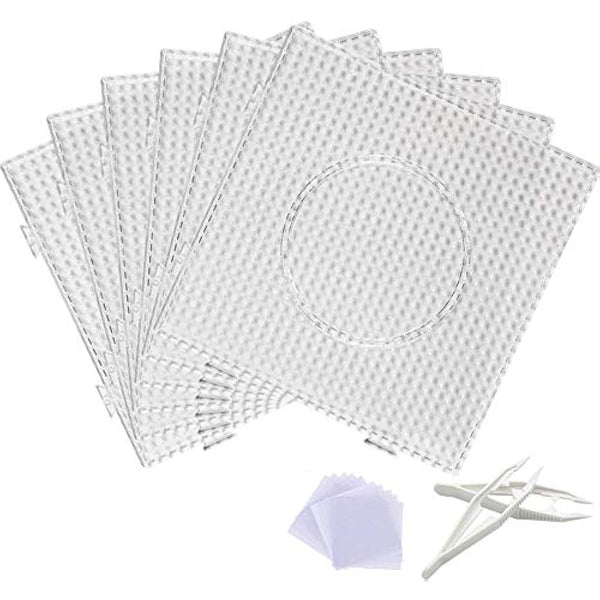 Fuse Bead Boards, 6Pcs 5mm Large Square Clear Plastic Beads Pegboards with 2Pcs Beads Tweezers and 6Pcs Lroning Paper for Kids Craft Beads