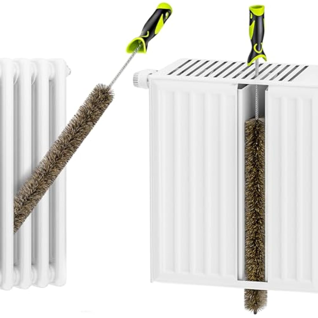 Radiator Cleaner Brush Thin Long 81cm Boar Bristles, Radiator Duster Brush Long Thin Bendable Flexible with Easy Grip Handle, Radiator Brushes for Cleaning Dust Inside Vanes and Backside