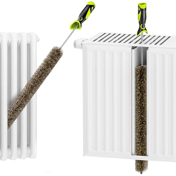Radiator Cleaner Brush Thin Long 81cm Boar Bristles, Radiator Duster Brush Long Thin Bendable Flexible with Easy Grip Handle, Radiator Brushes for Cleaning Dust Inside Vanes and Backside