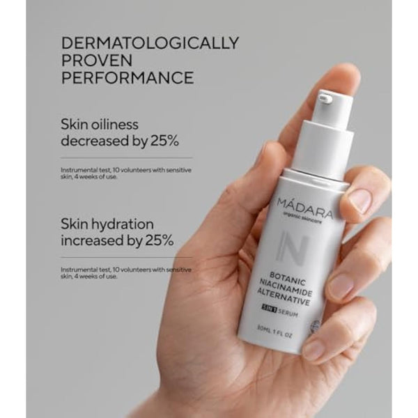 MÁDARA Organic Skincare | Botanic Niacinamide Alternative 5-in-1 Serum, 30ml – A natural niacinamide alternative, Delivers skin-refining, brightening and balancing effects