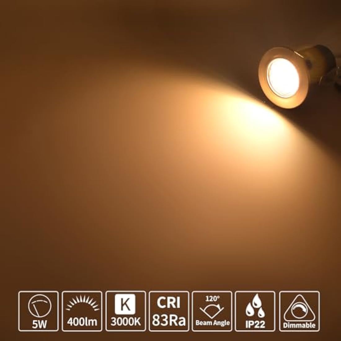 HiBay 4X 5W Dimmable Fire Rated GU10 LED Downlights Recessed Ceiling Lights Spotlight Brushed Chrome Warm White 240V