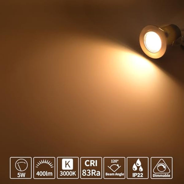 HiBay 4X 5W Dimmable Fire Rated GU10 LED Downlights Recessed Ceiling Lights Spotlight Brushed Chrome Warm White 240V