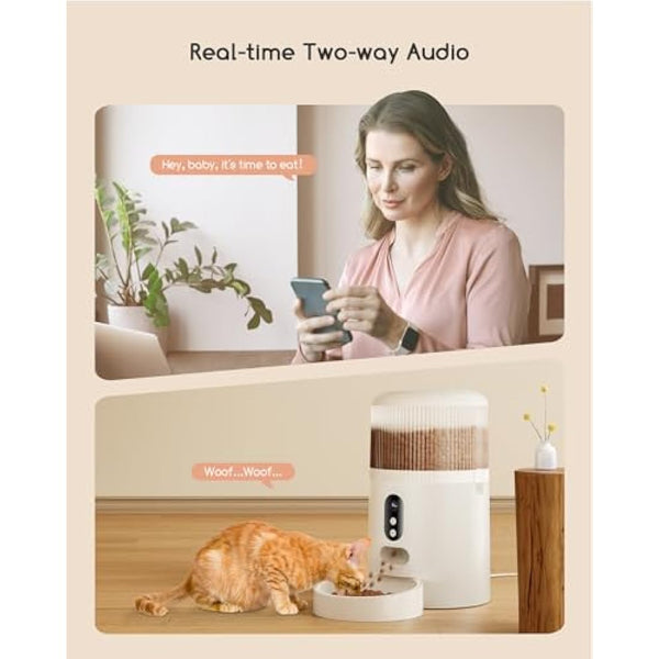 Faroro Automatic Cat Feeder with Camera, 3MP HD Video with Night Vision, 5G/2.4G WiFi Cat Feeder with APP Control, 2-Way Audio, Low Food Sensor, Motion Alerts for Cats and Dogs