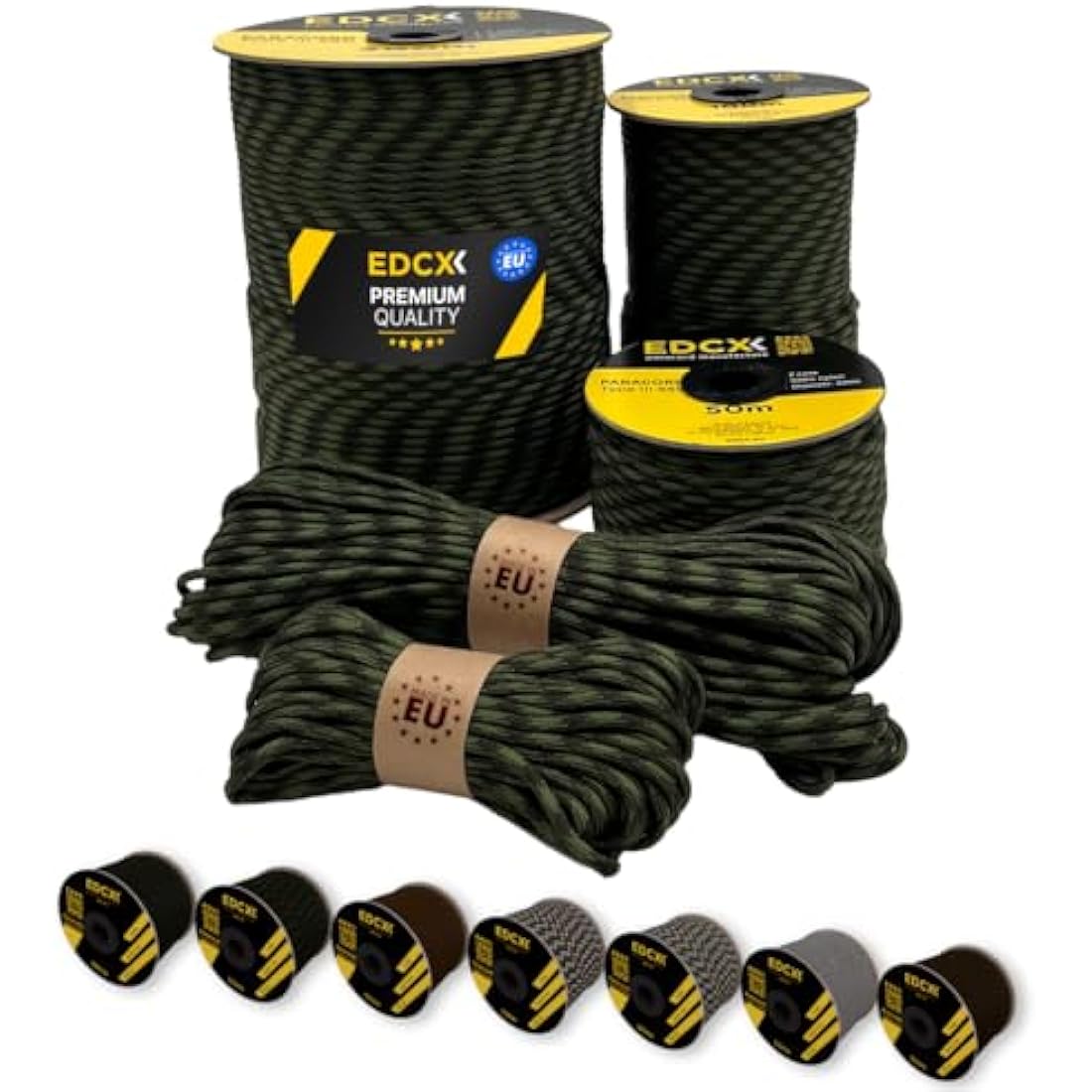 EdcX 4mm Rope 550 - Type III, 100% Rope, 7 Strand Rope, 4mm Rope in Solid Colors