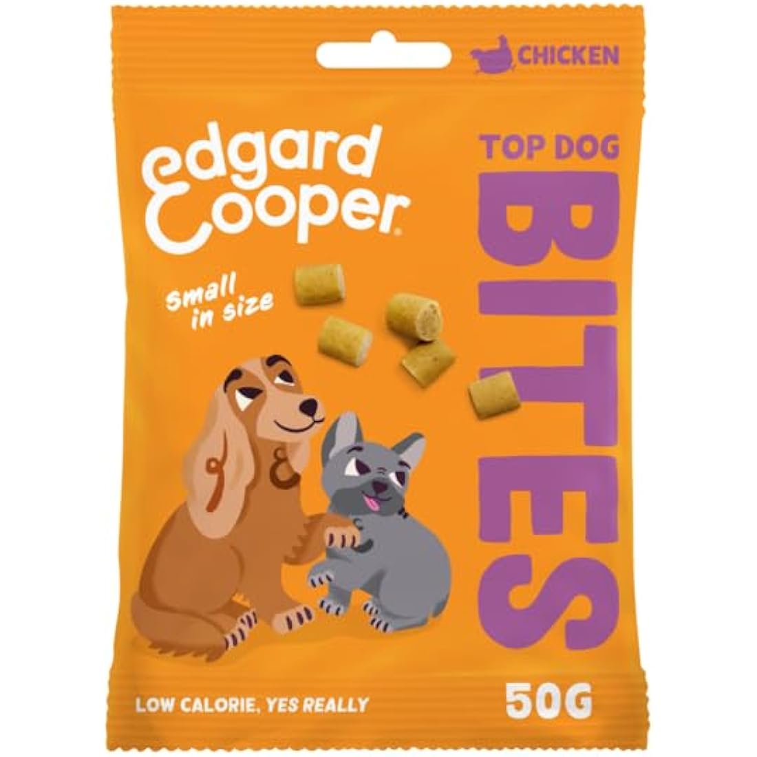 Edgard Cooper Natural Dog Treats - Chicken Top Dog Bites (Small) - (15 x 50g bag), Grain Free, High in Protein & fresh meat, full of essential amino acids for healthy insides
