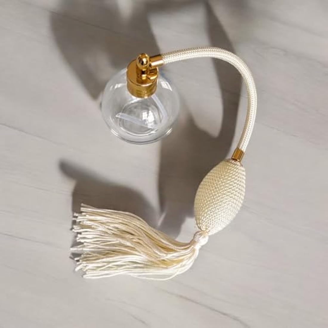 Ivory Tassel 78ml Classic Round Perfume Bottle Atomizer, Filling Funnel & Gift Box Included (GF)