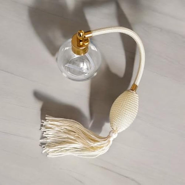 Ivory Tassel 78ml Classic Round Perfume Bottle Atomizer, Filling Funnel & Gift Box Included (GF)