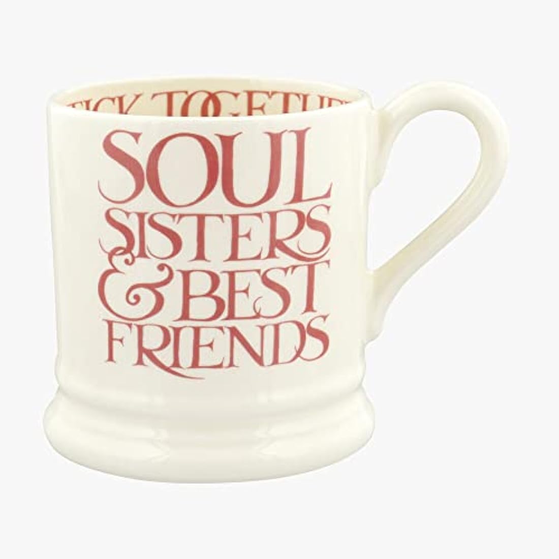 Emma Bridgewater Large Mug 1/2 Pint, Ceramic Coffee Mug Large - Stoneware Mug, Cappuccino, Latte, Coffee, Tea Cup - Beautiful Mugs, Birthday Gift - Coffee Mug Pink Lettering Soul Sisters