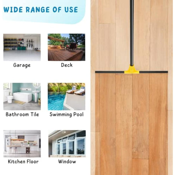 Floor Squeegee Outdoor Heavy Duty, 60cm Rubber Squeegee Broom with Long Handle 160cm for Cleaning Garage Courtyard Bathroom Shower Glass Window Tile Concrete Deck Marble Water