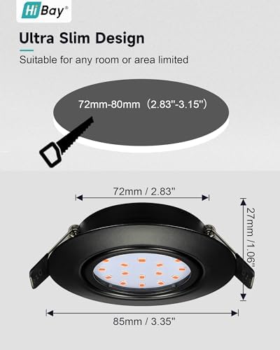 HiBay 8X Led Downlights Ceiling 5w, 230V Ultra Slim Recessed Spot Lights Ceiling Warm White，Hole Size 72-80 mm, 40° Tilt Chrome Round Led Spot Lights for Kitchen, Living Room, Bedroom Indoor