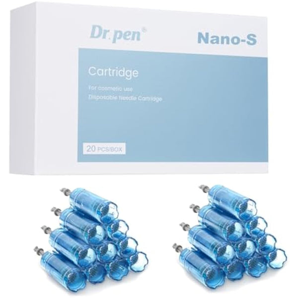 Dr.pen M8S Cartridges Nano-S, 20Pcs Dr.pen Cartridges for Microneedling Pen M8S/A8S/A9 Model, Authentic Disposable Microneedling Cartridges (Nano-S, 20Pcs)