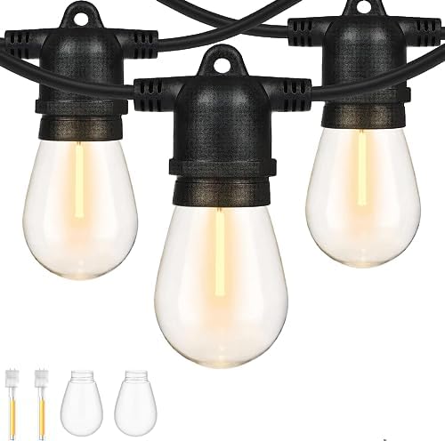 ZOTOYI Outdoor Garden String Lights Mains Powered 100FT/30m, Waterproof IP65 Festoon Lights Outdoor with 30+2 LED Shatterproof Bulbs for Outside Terrace Patio Party Wedding Yard, 2700K Warm White