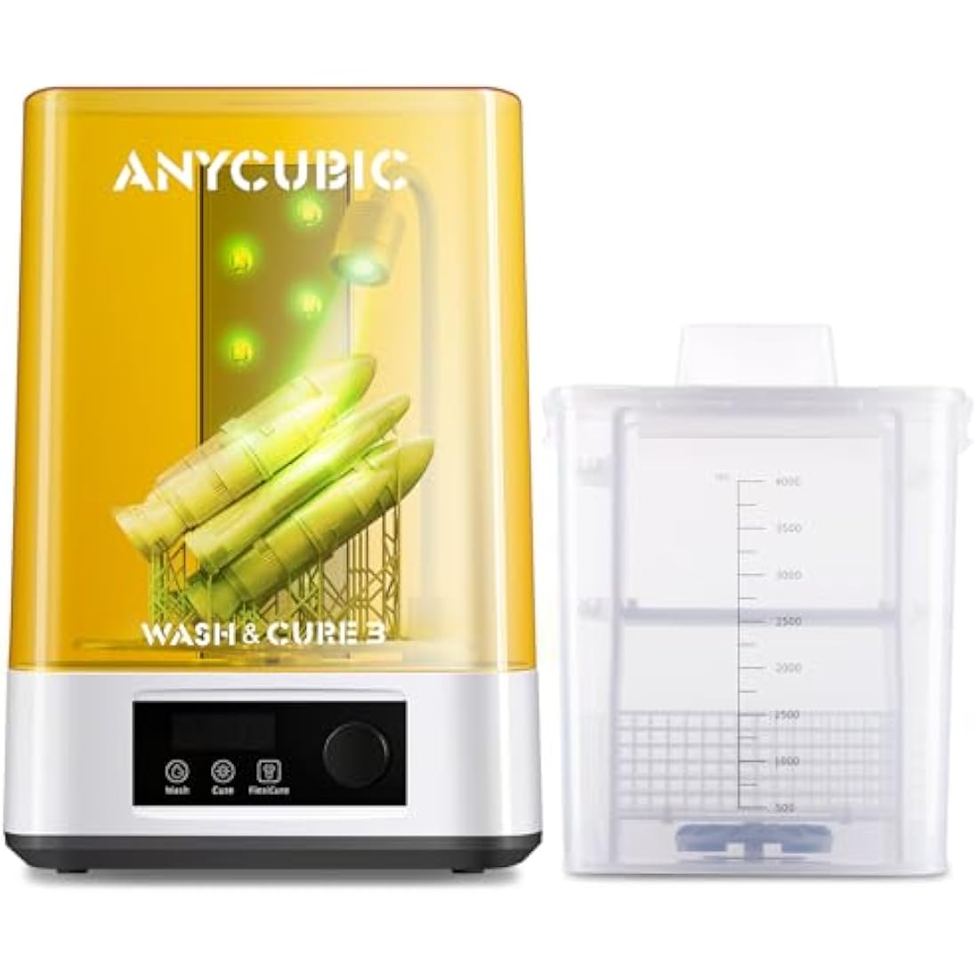 ANYCUBIC Wash and Cure 3 Station, 2 in 1 Wash & Cure Machine for ANYCUBIC Photon Mono Mars LCD/SLA/DLP Resin 3D Printing Models with Dual Cleaning Modes and Uniform Curing, Washing Size 165x100x180mm³