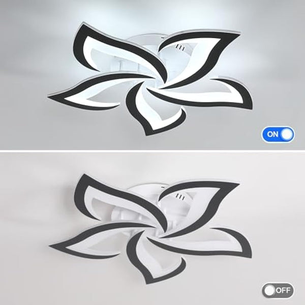 Dorlink LED Ceiling Light, 60W 5400LM Modern Design Ceiling Lighting, 5 Lights Living Room Ceiling Light Acrylic Black Flower Fittings Ceilings for Bedroom, Kitchen, Dining Room 6500K Cool White