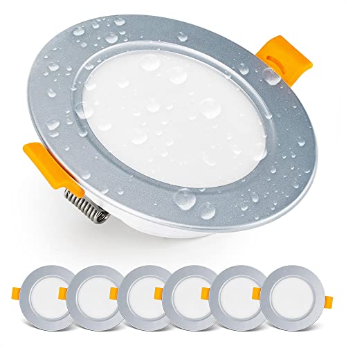 EMOS LED Downlights for Ceiling, 5W/500 Lumens, Warm White 3000K | IP54 Waterproof LED Spot Lights for Bathroom etc. | Set of 6 Recessed LED Ceiling