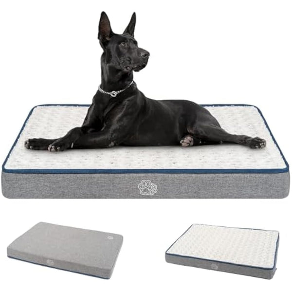 EMPSIGN Extra Large Orthopedic Dog Bed - Washable, Removable Cover, XXL Dog Beds Mattress for Crate, Grey, 112x76x7,5cm