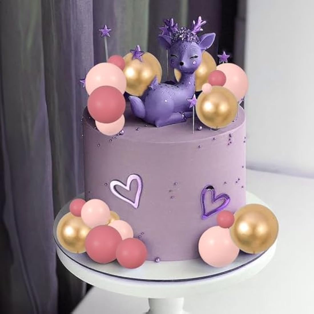 Gyufise 30Pcs Pink Gold Ball Cake Toppers Mini Balloon Cupcake Toppers DIY Foam Ball Cake Insert Decoration for Wedding Anniversary Birthday Party Supplies Decorations