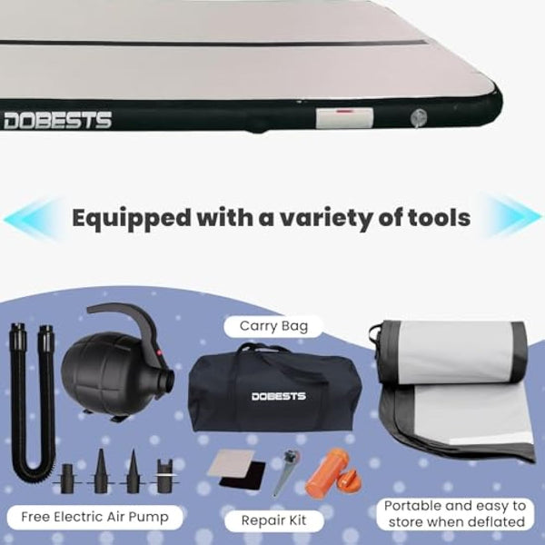 Inflatable Gymnastics Mat Tumbling Mat 6.6 ft 10 ft 13ft 16ft 20ft 4in/8in Thick Tumble Track Air Mat for Gymnastics For Home Kids Tumble Training Gymnastics/Yoga/Water/Dance