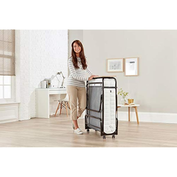 Jay-Be Supreme Folding Bed with Micro e-Pocket Sprung Mattress and Automatic Folding Legs, Compact, Single, Black