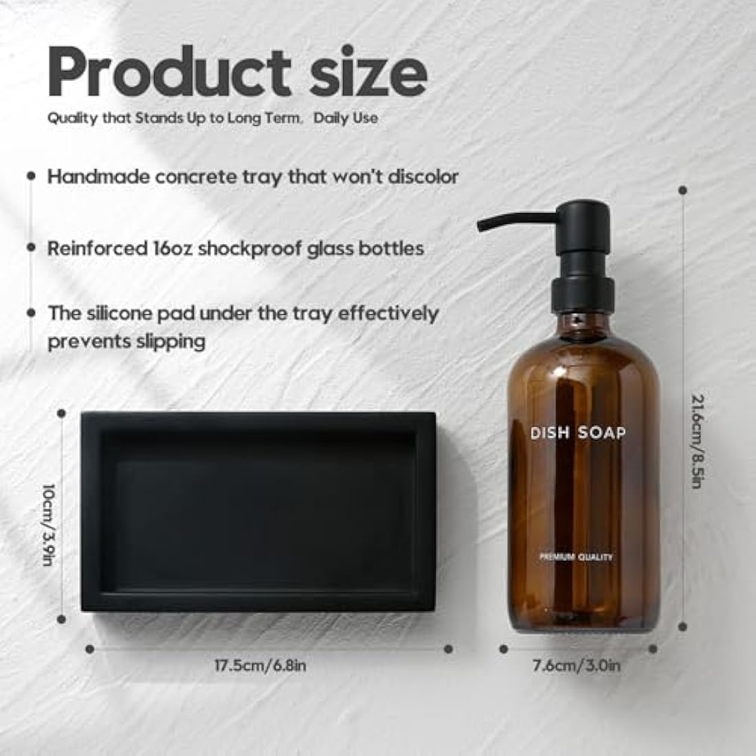Amber Kitchen Soap Dispenser Set with Tray - Hand and Dish Soap Dispenser for Kitchen,Modern Kitchen Decor & Accessories. (Amber)