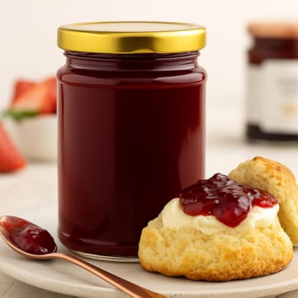 24 x 500ml Glass Jam Jars with Gold Lids – Round Glass Jars for Jams, Chutneys, Pickles, Sauces & Preserves – 82mm Twist-Off Lid