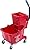 CFS Plastic Commercial Mop Bucket with Side-Press Wringer, 26 Quarts, Red