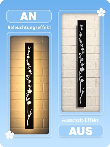 Led Long Wall Light Black 115cm Outdoor Wall Light 36W IP67 Waterproof Villa Wall Lamp 3000K Peach Blossom Design Long Wall Lights Outdoor Walls Gardens Porch Stairs Terraces Lighting