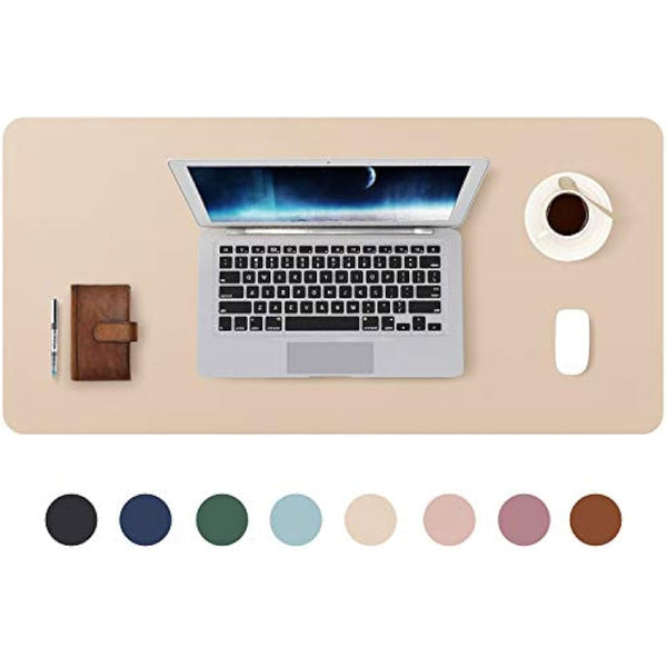 Desk Pad Large, DOBAOJIA Desk Mat, Laptop Mat, Writing Pad, Desk Blotter, Extended Mouse Mat, Large Mouse Pad for Office/Home, PU Leather Waterproof +Suede Non-Slip 27.5" X 13.8 (Beige)