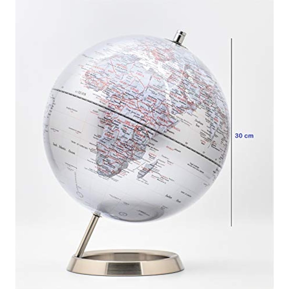 EXERZ 30CM World Globe - Stainless Steel Ring Standing, Perfect for Gifting - Metallic Silver