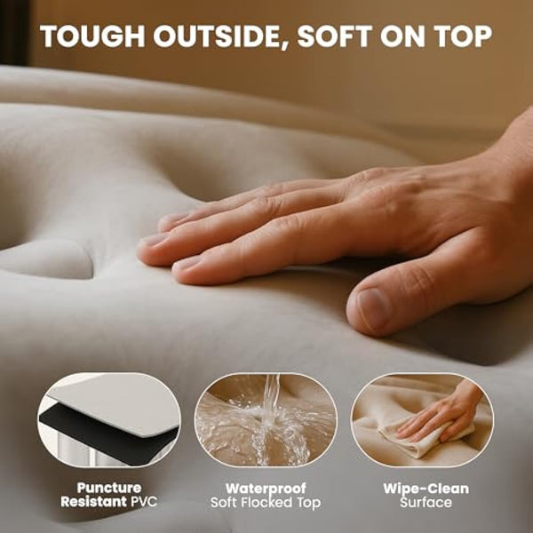 Green Haven Raised Single Air Bed with Built-in Electric Pump – Self-Inflating Blow-Up Mattress with Storage Bag – Waterproof & Durable Camping Air Mattress for Indoor & Outdoor Use