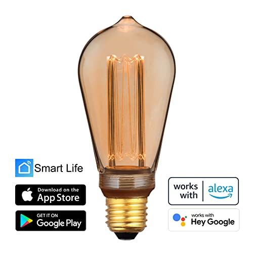 greenandco 4X Smart WiFi Vintage Design LED Bulb | E27 ST64 | 3.8W 160lm | 1800K | 320 | 230V | Flicker-Free | dimmable | Compatible with Alexa and