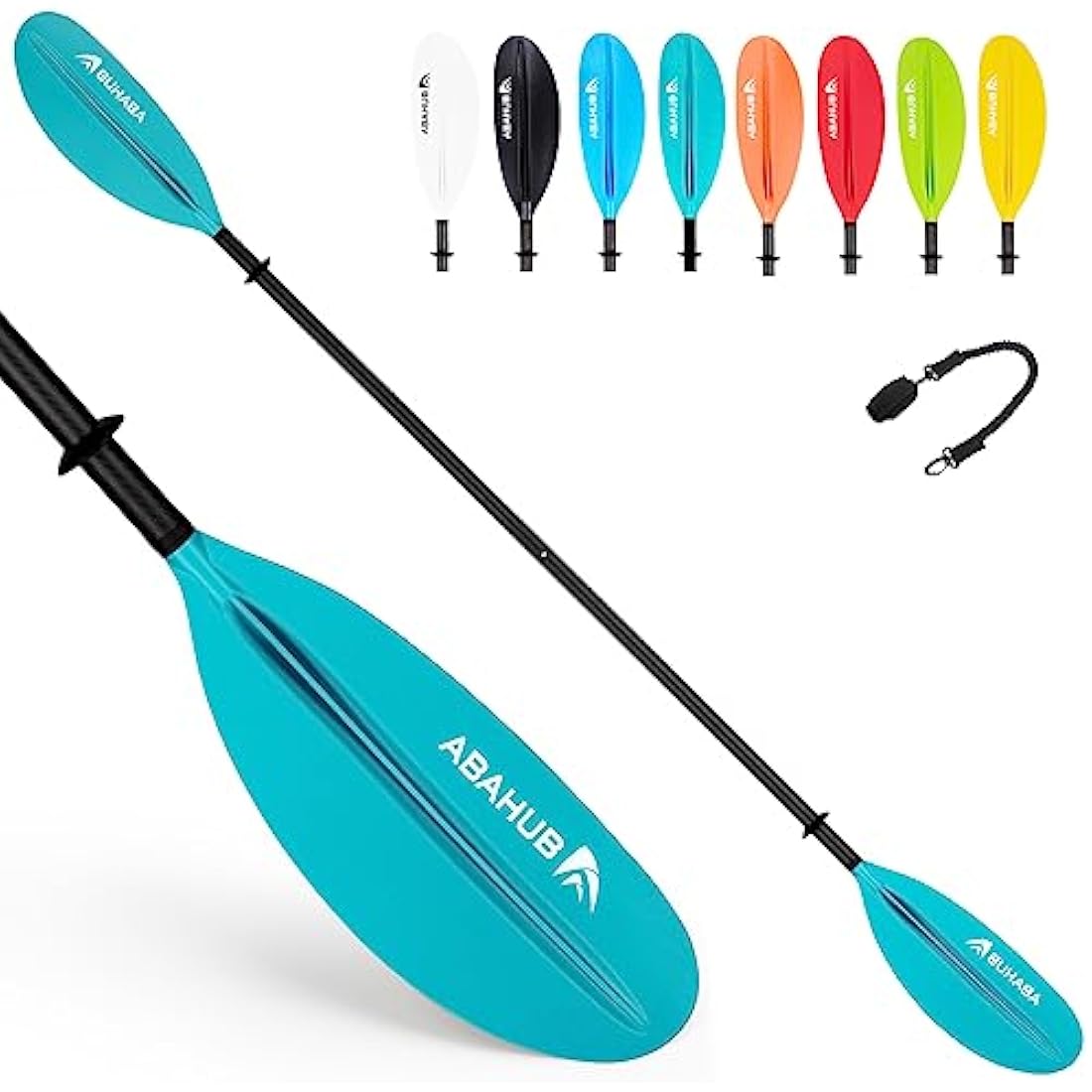 Abahub 1 x Carbon Kayak Paddles, 90.5 Inches Kayaking Oars for Boating, Canoeing with Paddle Leash, Carbon Fiber Shaft Black/Blue/Green/Orange/Yellow/White/Red Plastic Blades