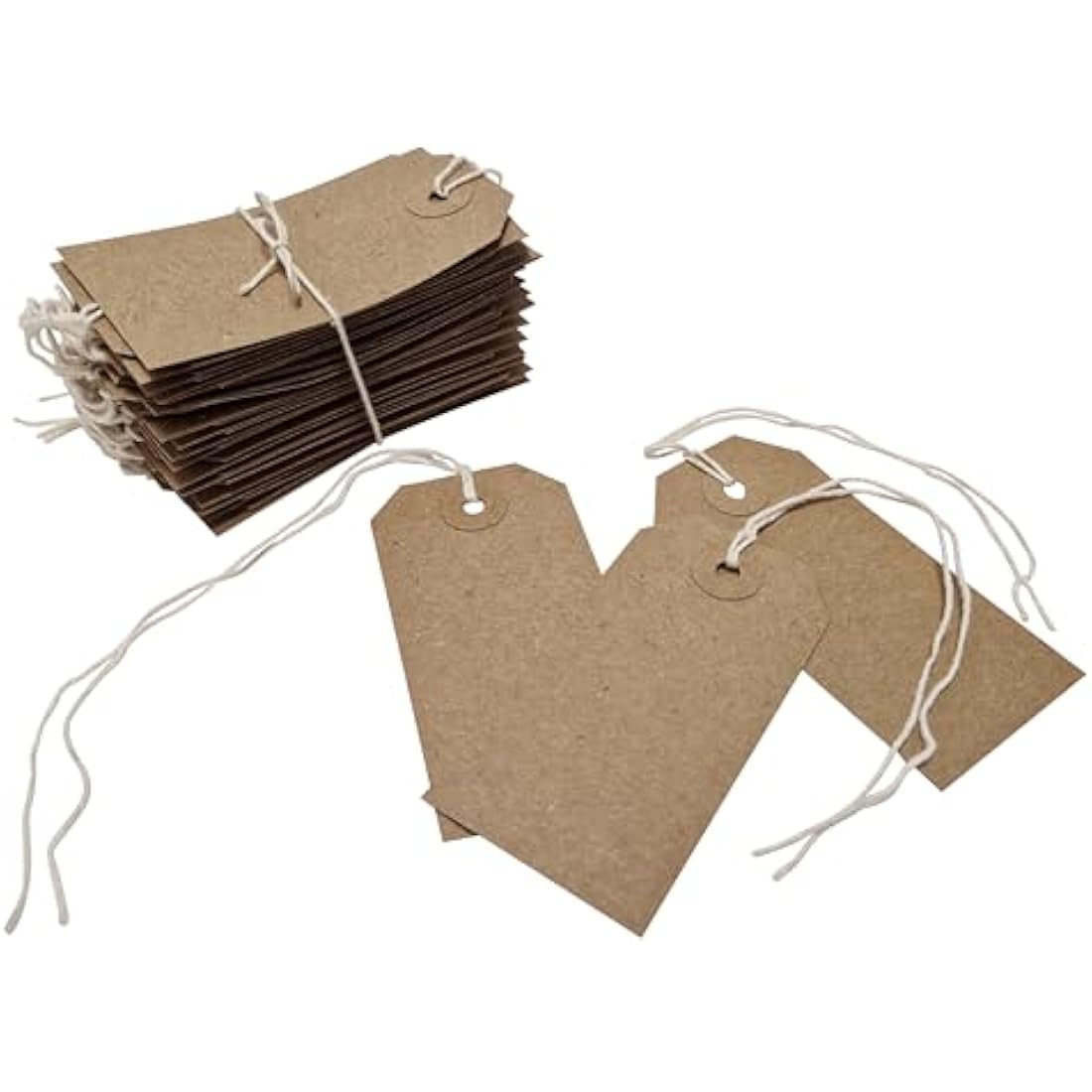 Swift Strung Tags Brown Reinforced Card Clothing Parcel Label String Hanging Gift Swing Tickets Kraft Hang Price Labelling 108mm x 54mm (Pack of 200)