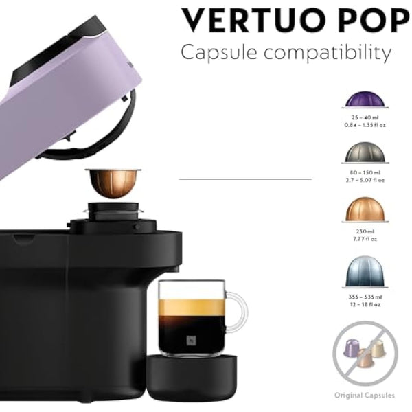 Nespresso Krups Vertuo pop coffee pod machine, Lilac