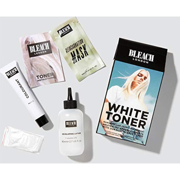 (Pack of 3) Bleach London Silver Shampoo x 250ml, White Toner Hair Kit & Silver Conditioner x 250ml