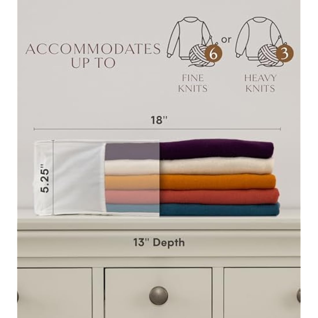 Hayden Hill Luxury Organic Cotton Sweater Storage Bag - Fits 6 Fine Knit Sweaters - 18 Inch - Cashmere Garment Bag - Breathable Clothes Bag for Sweaters and Linen - Certified Carbon Neutral