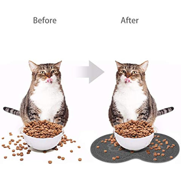 SunAter Silicone Pet Feeding Mat, Feeding Bowl Mat Waterproof Non-slip Pet Food PVC Mat for Cats and Dogs