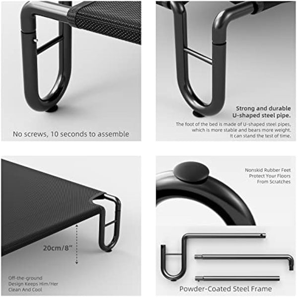 FAYDUDU Raised Dog Bed Elevated Dog Beds Large Washable Chew Resistant Dog Bed Off Floor Pet Bed for Indoor and Outdoor Use (M, Black)